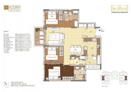 G Corp Residences Floor Plan - 1647 sq.ft. 
