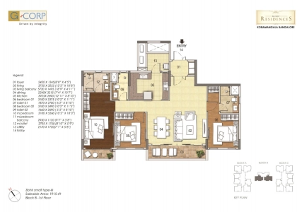 G Corp Residences Floor Plan - 1915 sq.ft. 