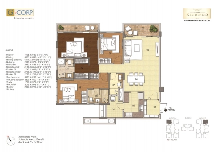 G Corp Residences Floor Plan - 2046 sq.ft. 
