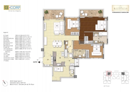G Corp Residences Floor Plan - 2277 sq.ft. 