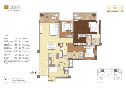G Corp Residences Floor Plan - 2311 sq.ft. 