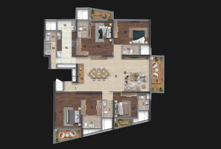 Purva Orient Grand Floor Plan - 2160 sq.ft. 