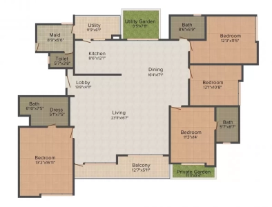 DivyaSree 77 Place Floor Plan - 2600 sq.ft. 