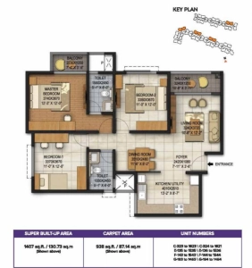 Brigade Panorama Floor Plan - 1407 sq.ft. 