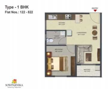 Sowparnika Pranathi Floor Plan - 547 sq.ft. 