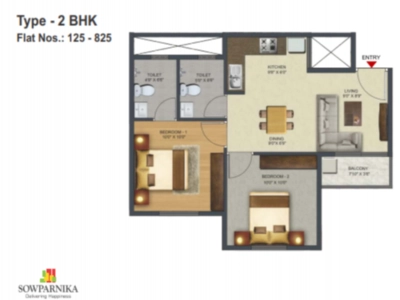 Sowparnika Pranathi Floor Plan - 754 sq.ft. 