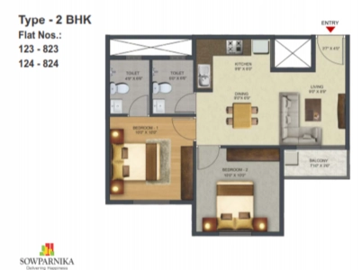 Sowparnika Pranathi Floor Plan - 776 sq.ft. 