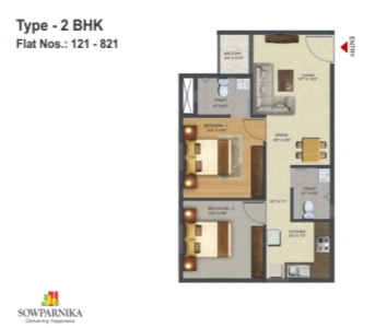 Sowparnika Pranathi Floor Plan - 777 sq.ft. 