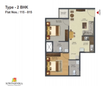 Sowparnika Pranathi Floor Plan - 789 sq.ft. 