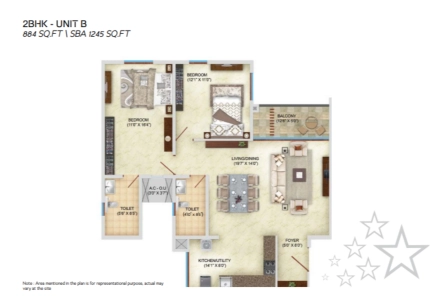 Bren Starlight Floor Plan - 1245 sq.ft. 