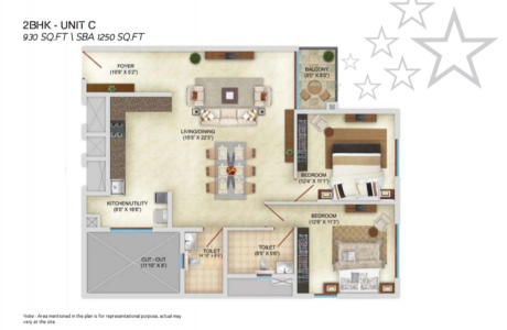 Bren Starlight Floor Plan - 1250 sq.ft. 