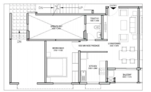 Sobha Dream Acres Floor Plan - 745 sq.ft. 