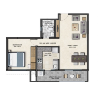 Sobha Dream Acres Floor Plan - 936 sq.ft. 