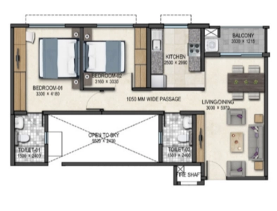 Sobha Dream Acres Floor Plan - 1012 sq.ft. 