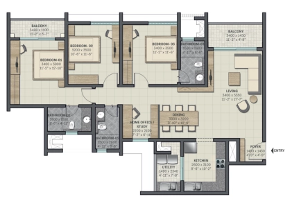 Sobha Sentosa Floor Plan - 1800 sq.ft. 