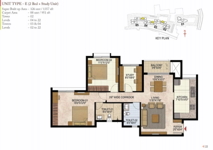 Prestige Westwoods Floor Plan - 1357 sq.ft. 