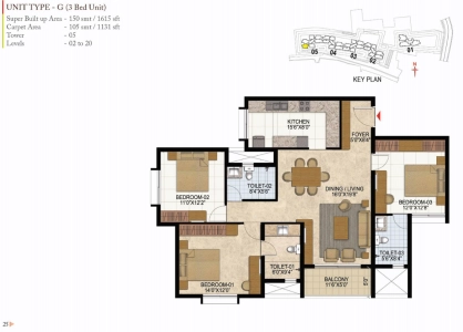 Prestige Westwoods Floor Plan - 1615 sq.ft. 