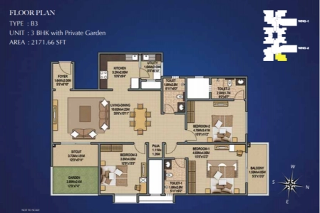 Sobha Indraprastha Floor Plan - 2171 sq.ft. 