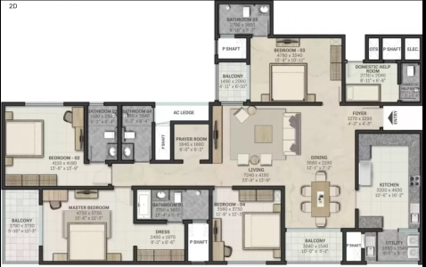 Sobha Rajvillas Floor Plan - 2848 sq.ft. 