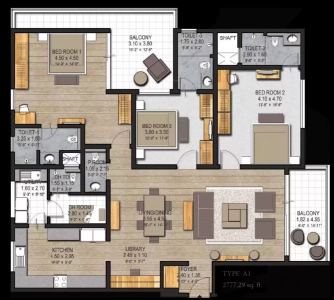 Sobha 25 Richmond Floor Plan - 2777 sq.ft. 