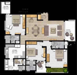 Sobha 25 Richmond Floor Plan - 2827 sq.ft. 