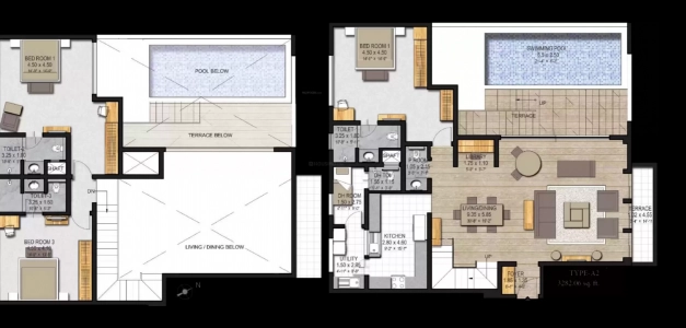 Sobha 25 Richmond Floor Plan - 3282 sq.ft. 
