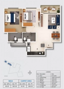 Adarsh Tropica Floor Plan - 925 sq.ft. 