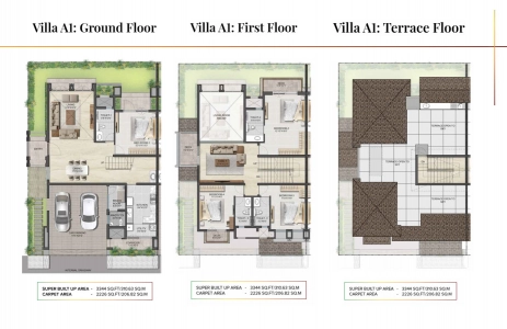 Aspen Greens Villa The Prestige City Floor Plan - 3344 sq.ft. 