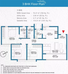 Godrej Park Retreat Floor Plan - 1241 sq.ft. 