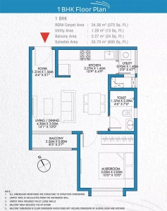 Godrej Park Retreat Floor Plan - 608 sq.ft. 