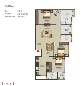 Sowparnika Pragati Floor Plan - 1637 sq.ft. 