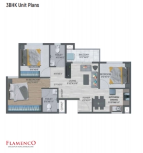 Sowparnika Flamenco Floor Plan - 907 sq.ft. 