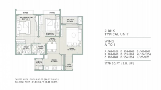Orchid Piccadilly Floor Plan - 1176 sq.ft. 
