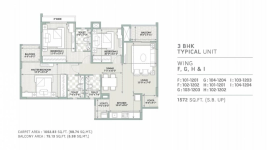 Orchid Piccadilly Floor Plan - 1572 sq.ft. 