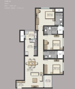 Sobha City Athena Floor Plan - 1682 sq.ft. 