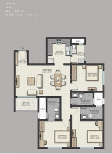 Sobha City Athena Floor Plan - 1692 sq.ft. 
