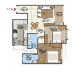 Brigade Komarala Heights Floor Plan - 791 sq.ft. 
