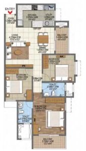 Brigade Komarala Heights Floor Plan - 1472 sq.ft. 