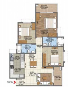 Brigade Komarala Heights Floor Plan - 1424 sq.ft. 