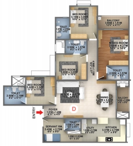 Brigade Nanda Heights Floor Plan - 2356 sq.ft. 