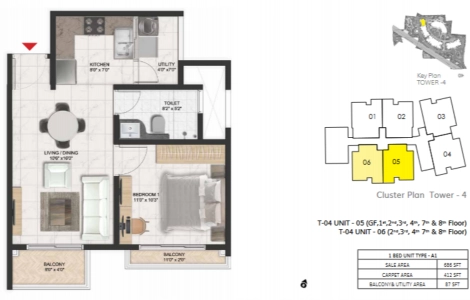 Prestige Serenity Shore Floor Plan - 686 sq.ft. 