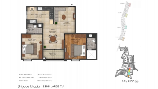 Brigade Cornerstone Utopia Floor Plan - 1240 sq.ft. 