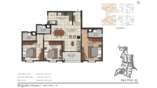 Brigade Cornerstone Utopia Floor Plan - 1538 sq.ft. 