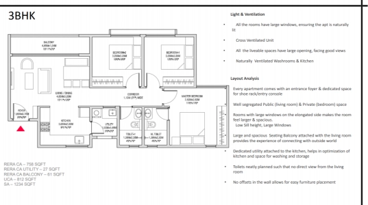 Godrej Splendour Floor Plan - 1234 sq.ft. 