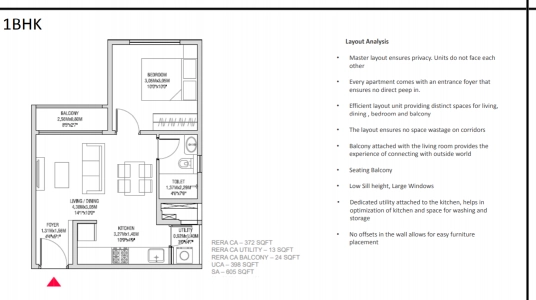 Godrej Splendour Floor Plan - 605 sq.ft. 