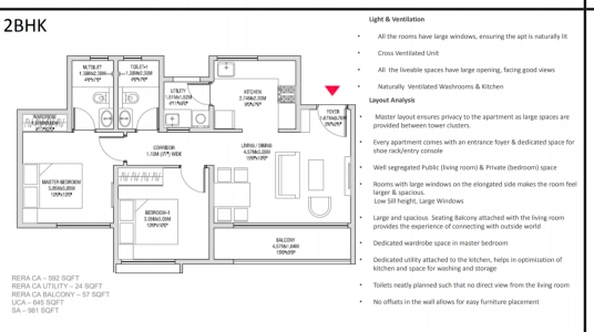 Godrej Splendour Floor Plan - 981 sq.ft. 