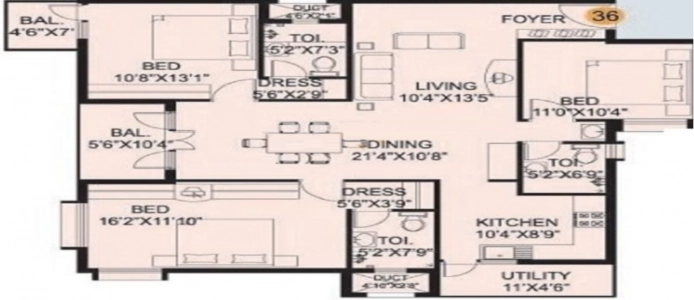 Mahaveer Varna Floor Plan - 1181 sq.ft. 