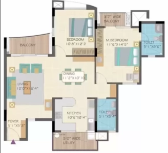 Nitesh Forest Hills Floor Plan - 1301 sq.ft. 