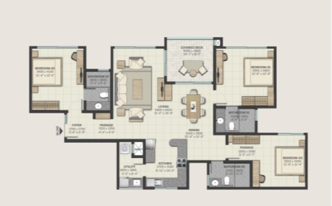 Sobha Windsor Floor Plan - 1816 sq.ft. 