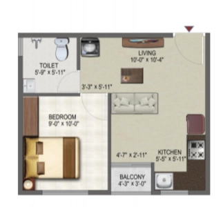 Sowparnika Ashiyana Floor Plan - 478 sq.ft. 